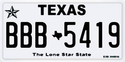 TX license plate BBB5419