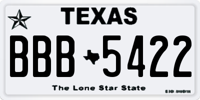 TX license plate BBB5422