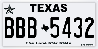 TX license plate BBB5432