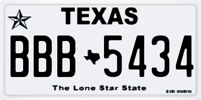 TX license plate BBB5434