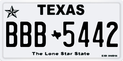 TX license plate BBB5442