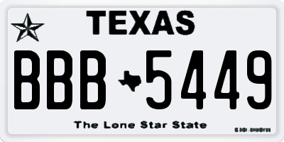 TX license plate BBB5449