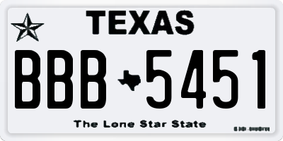 TX license plate BBB5451