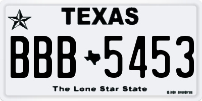 TX license plate BBB5453