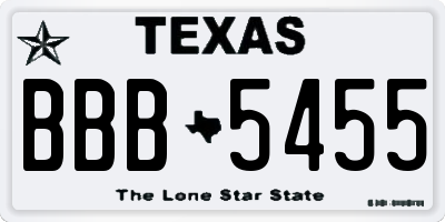 TX license plate BBB5455