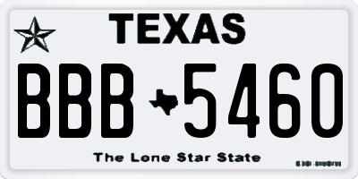 TX license plate BBB5460