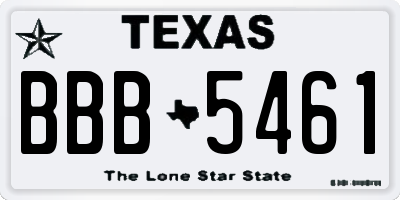 TX license plate BBB5461