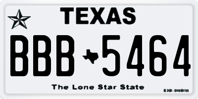 TX license plate BBB5464