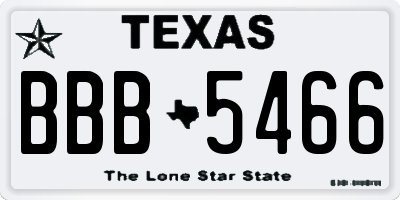 TX license plate BBB5466