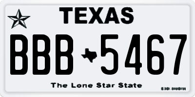 TX license plate BBB5467