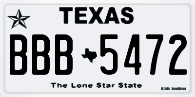 TX license plate BBB5472