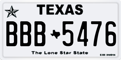 TX license plate BBB5476