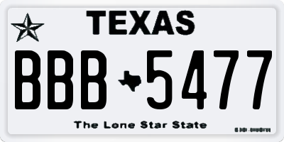 TX license plate BBB5477