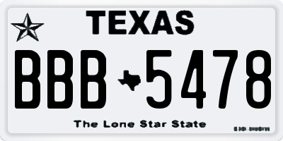 TX license plate BBB5478