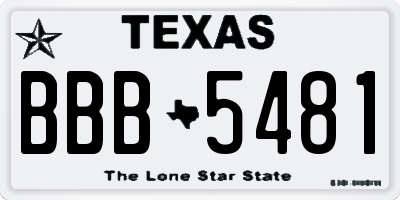 TX license plate BBB5481