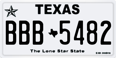 TX license plate BBB5482