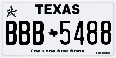 TX license plate BBB5488