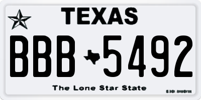 TX license plate BBB5492