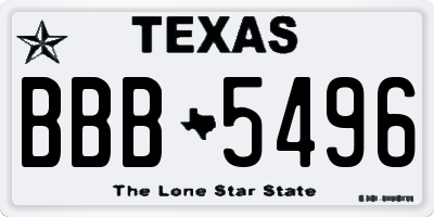 TX license plate BBB5496