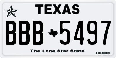 TX license plate BBB5497