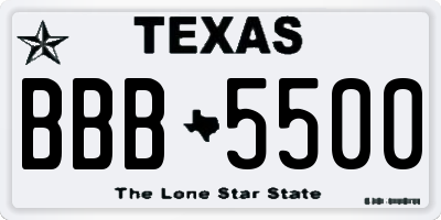 TX license plate BBB5500