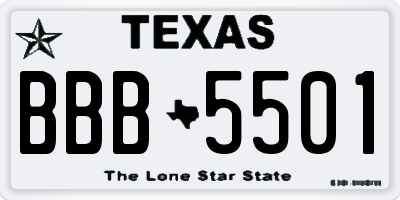 TX license plate BBB5501