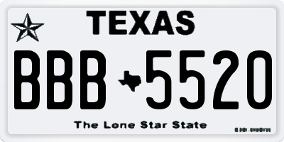 TX license plate BBB5520