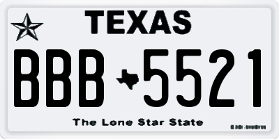 TX license plate BBB5521