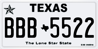 TX license plate BBB5522