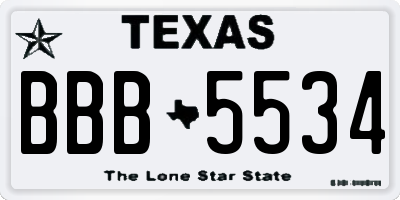 TX license plate BBB5534