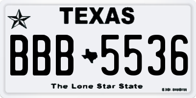 TX license plate BBB5536