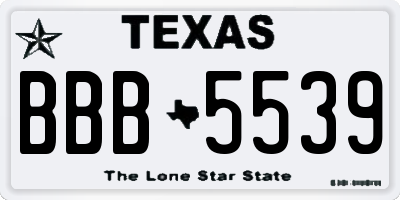 TX license plate BBB5539