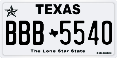 TX license plate BBB5540