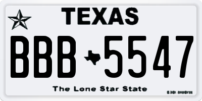 TX license plate BBB5547