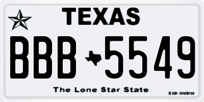 TX license plate BBB5549