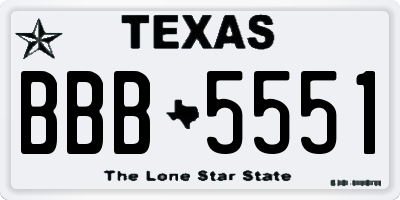 TX license plate BBB5551