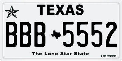 TX license plate BBB5552