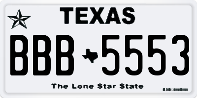 TX license plate BBB5553