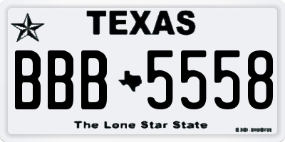 TX license plate BBB5558