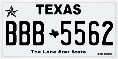 TX license plate BBB5562