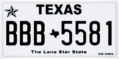 TX license plate BBB5581