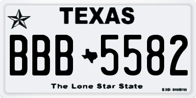 TX license plate BBB5582