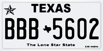 TX license plate BBB5602