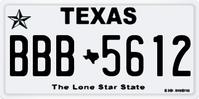 TX license plate BBB5612