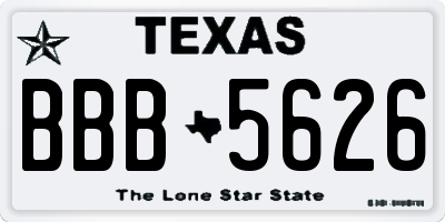 TX license plate BBB5626