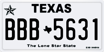 TX license plate BBB5631
