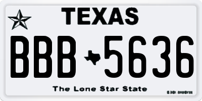 TX license plate BBB5636