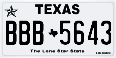 TX license plate BBB5643