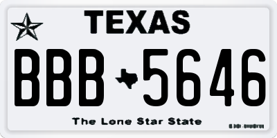 TX license plate BBB5646