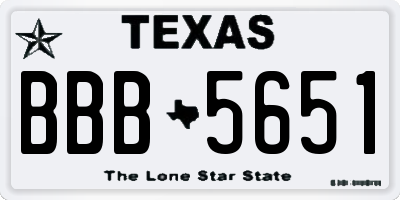 TX license plate BBB5651